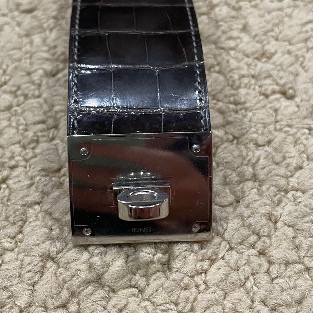 hermes kelly dog wrap bracelet in dark brown crocodile - Picture 3 of 5